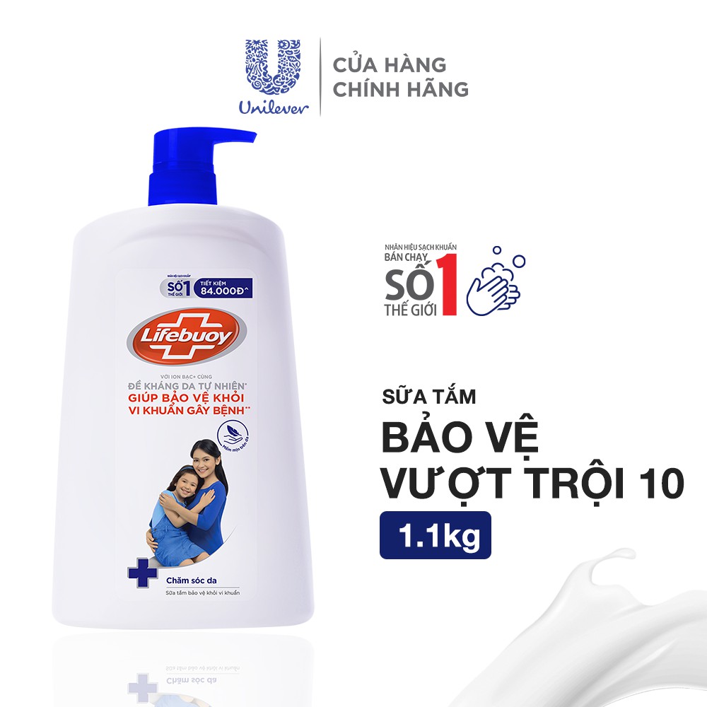 Sữa Tắm Lifebuoy Sạch Khuẩn Khỏi 99.9% Vi Khuẩn Gây Bệnh Với Ion Bạc+ Hỗ Trợ Đề Kháng Da Tự Nhiên 1100G