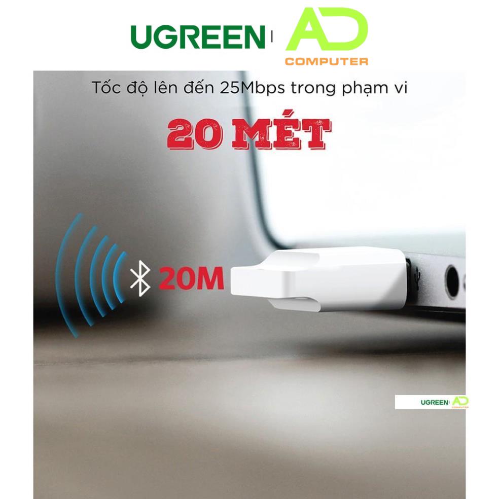 Thiết bị USB thu phát Bluetooth 4.0 UGREEN US192 cho máy tính laptop - Hàng phân phối chính hãng - Bảo hành 18 tháng