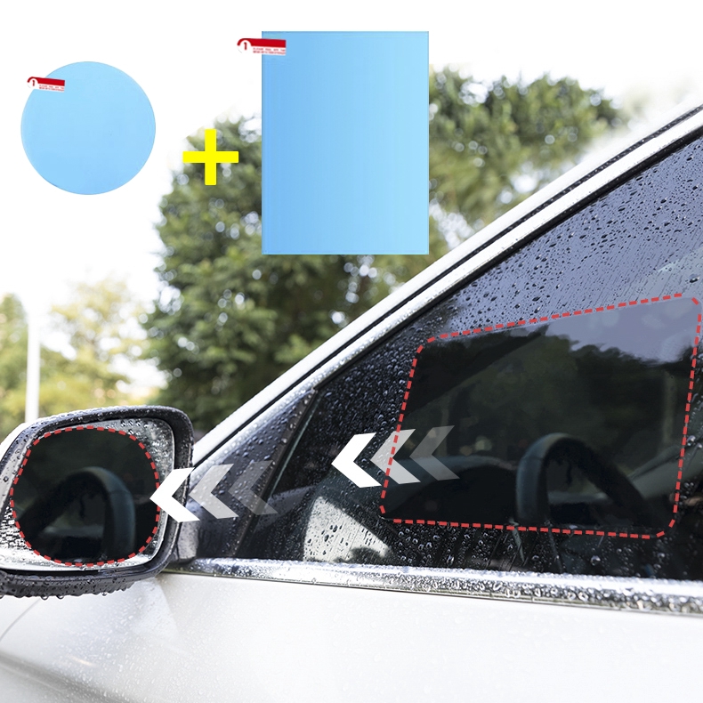 Bộ 2 miếng dán cửa kính xe và gương chống thấm nước và sương mù tiện dụng