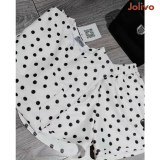 Đồ bộ nữ chấm bi áo phông kết hợp với quần chất cotton 4 chiều thoáng mát JOLIVO M3.011.M #3
