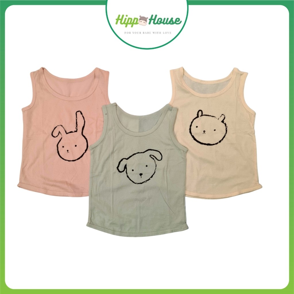 Áo Ba Lỗ Tank Top Bé Trai Bé Gái Cotton Giấy Hàn Tone Màu Pastel Nhiều Mẫu Hippo House