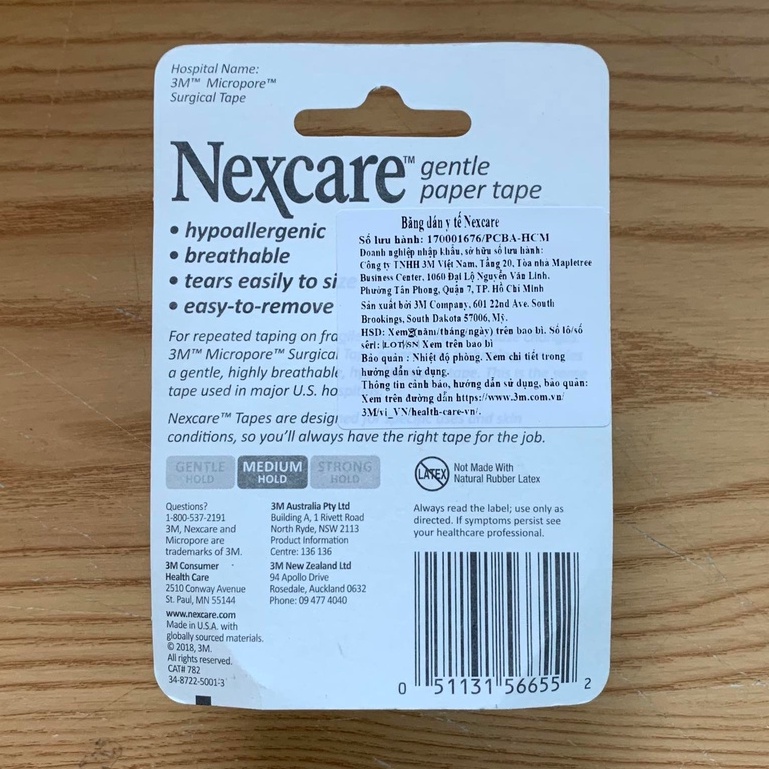 Băng dính y tế cuộn giấy 3M Nexcare 782