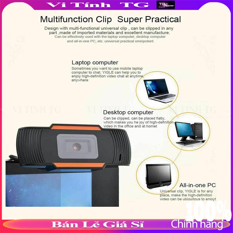 Webcam máy tính có mic 720p học online giá rẻ Vi tính TG wc720 | BigBuy360 - bigbuy360.vn
