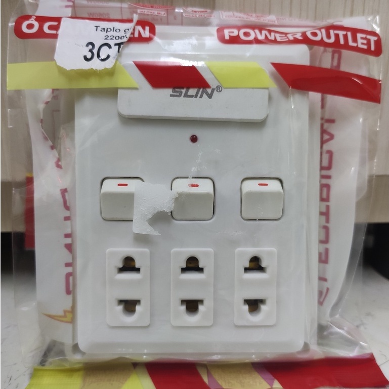 Táp lô điện hiệu Slin giả âm 1 2 3 công tắc 3 ổ cắm
