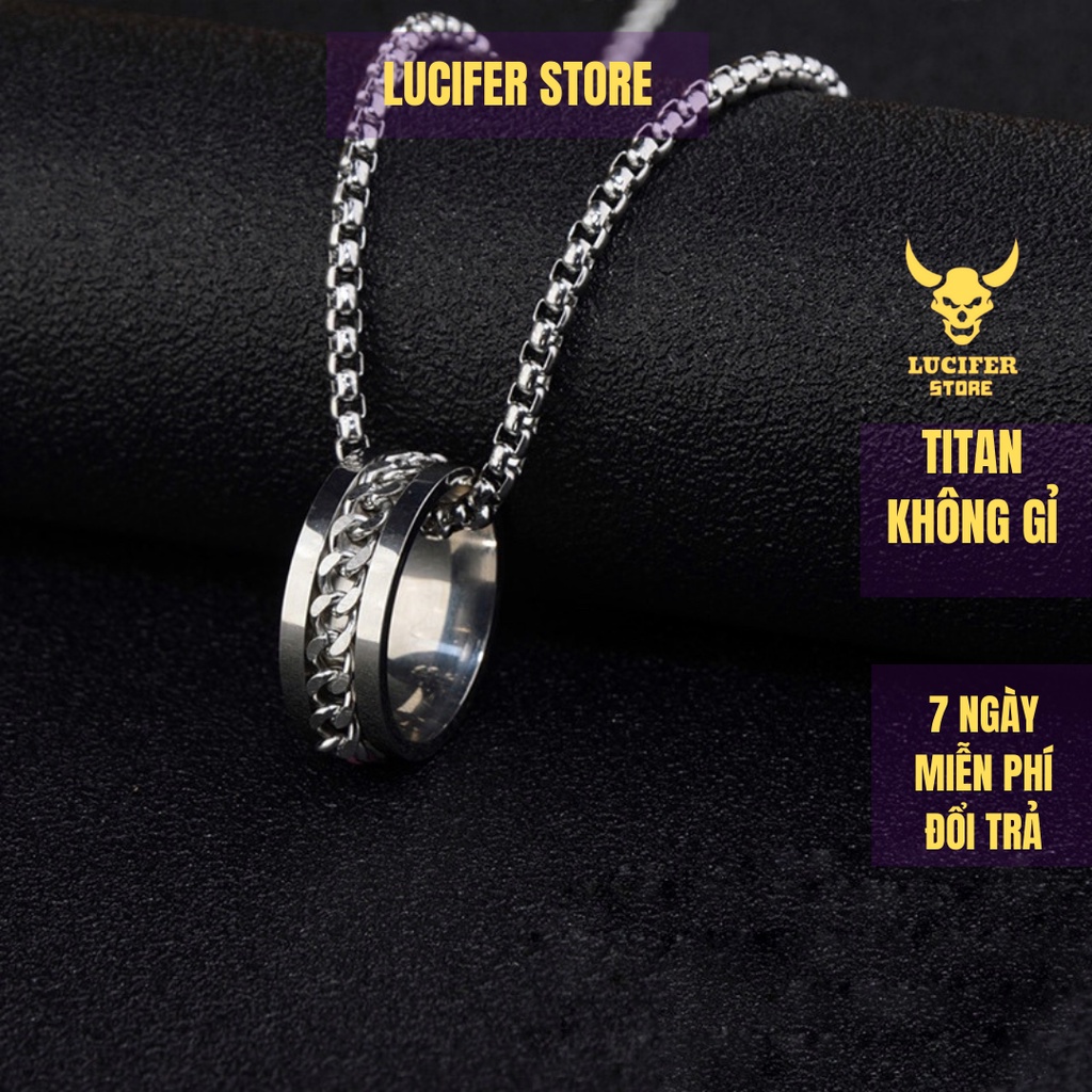 Dây Chuyền Bạc Nam Unisex Tin Cuban Đính Đá Đẹp Thời Trang Phụ kiên Cá Tính Lucifer Store  Chất Liệu Titan - Vòng Cổ TIN