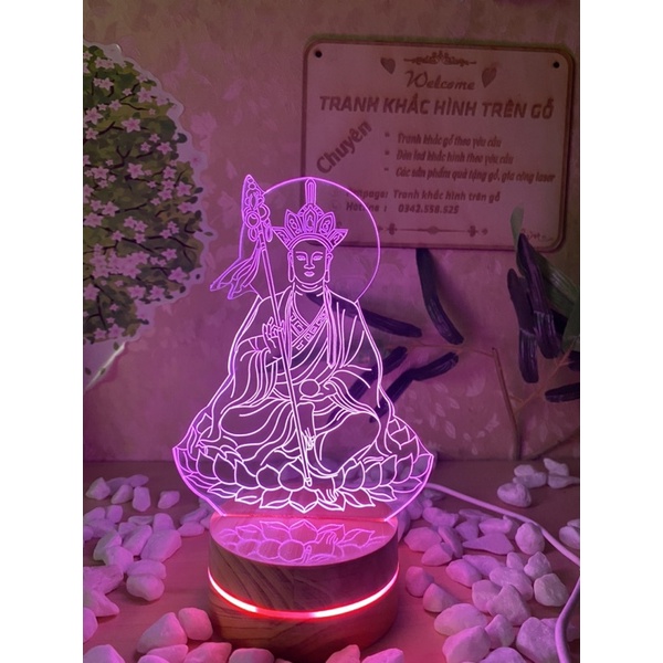 Đèn led 3d Đức phật Địa tạng vương bồ tát - làm đồ thờ, đồ trang trí tâm linh