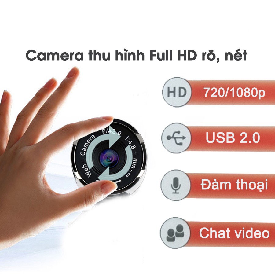 Webcam Máy Tính Laptop Có Mic Full HD 1080P Hình Ảnh Cực Nét Bền Đẹp Giá Rẻ Full Box