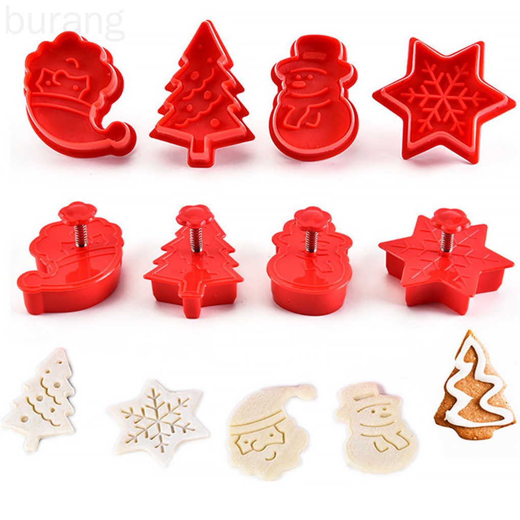 Set 4 khuôn làm bánh quy / sô cô la hình ông già noel / quả bơ / bánh kem / bánh quy dùng cho dịp lễ tạ ơn