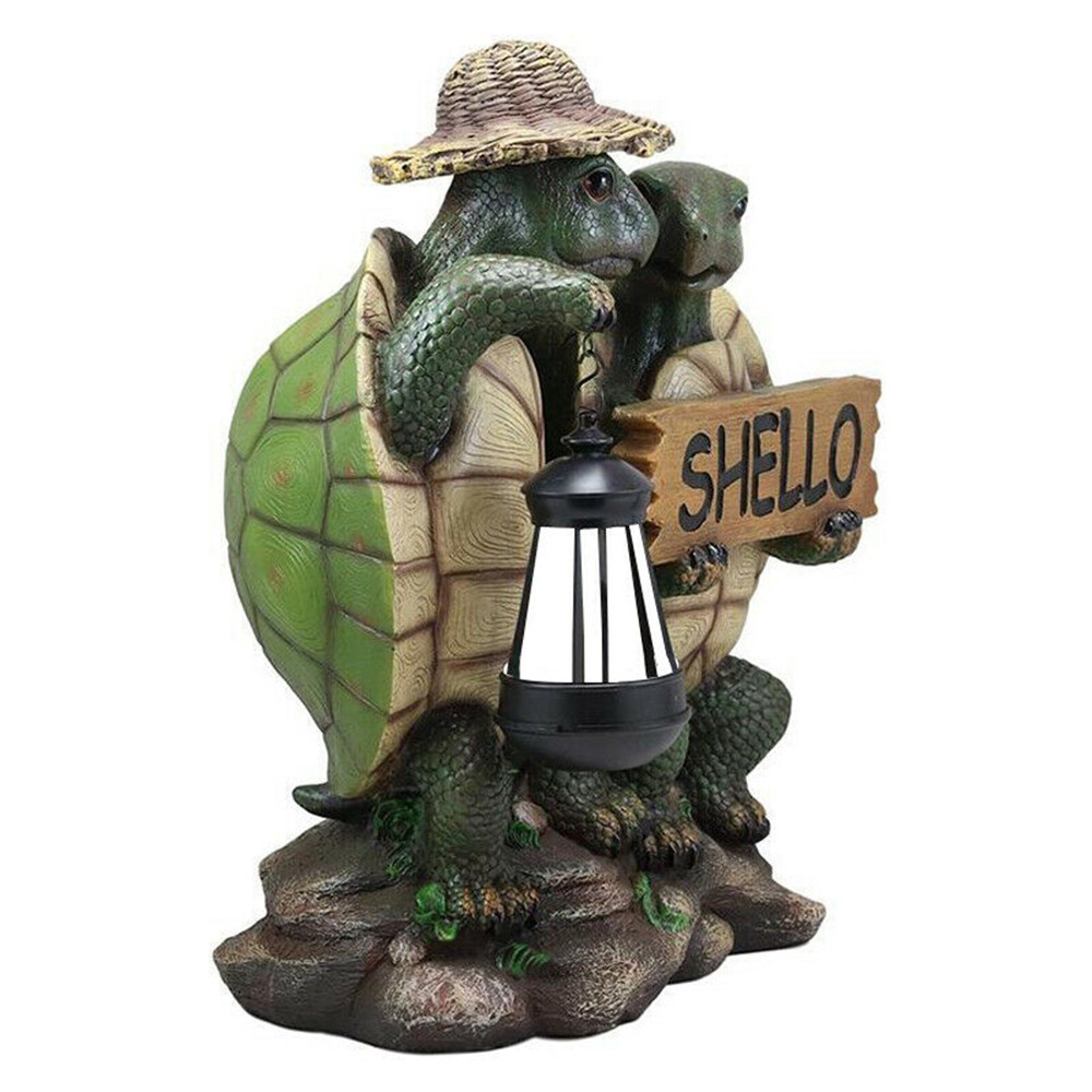 LUCKY Ornament Resin Hiking Tortoise Outdoor Figurine Home Decoration Garden Sculpture Fence Weather-proof Patio Yard