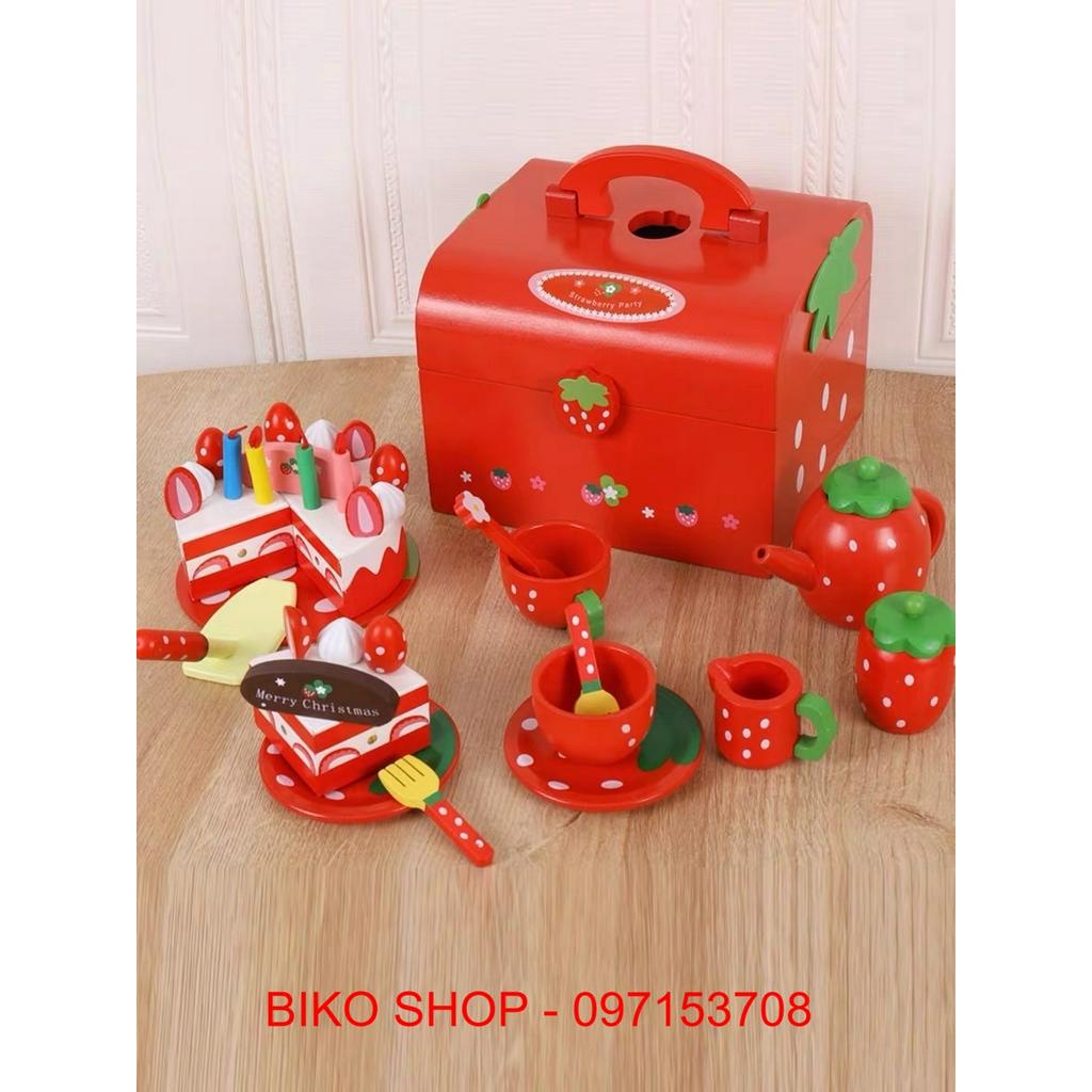 Đồ chơi trà bánh, socola, trà xanh bằng gỗ dính nam châm cao cấp - Đồ chơi gỗ cho bé - Biko Shop