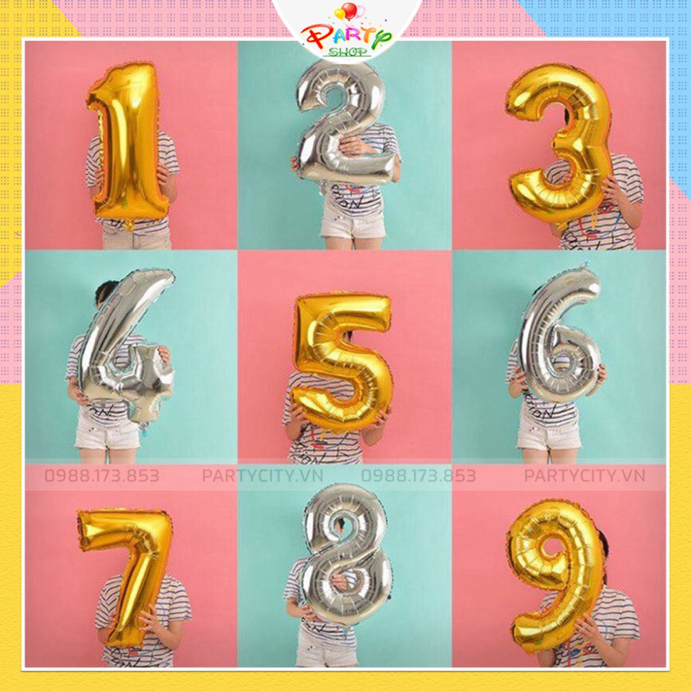 Bóng Số Sinh Nhật Theo Tuổi 0 1 2 3 4 5 6 7 8 9 Size To 32 inch (80cm) Nhiều Màu
