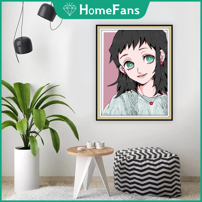 Bộ Tranh Đính Đá 5D Tự Làm Hình Demon Slayer 30x40cm / 40x50cm Trang Trí Nhà Cửa