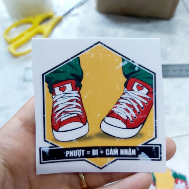 Tem Sticker Phượt Đi Cảm Nhận Dán Xe, Dán Nón Giá Rẻ