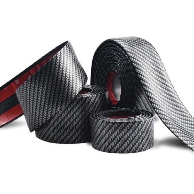 Cuộn nẹp cao su vân Carbon 5D dán chống trầy cốp xe, bậc bước chân Ô tô, xe hơi bản 5cm Dài 1m