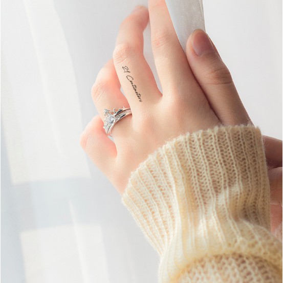 Nhẫn bạc 21 Centimeters Vương miện kép đính đá