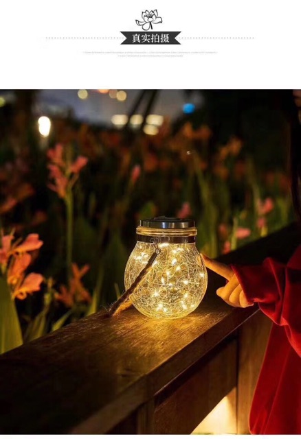 Đèn năng lượng mặt trời lọ thủy tinh trang trí độc đáo quán cafe, sân vườn