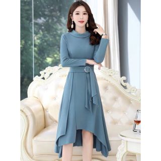 Đầm suông phối bèo tay voan kèm bell cao cấp