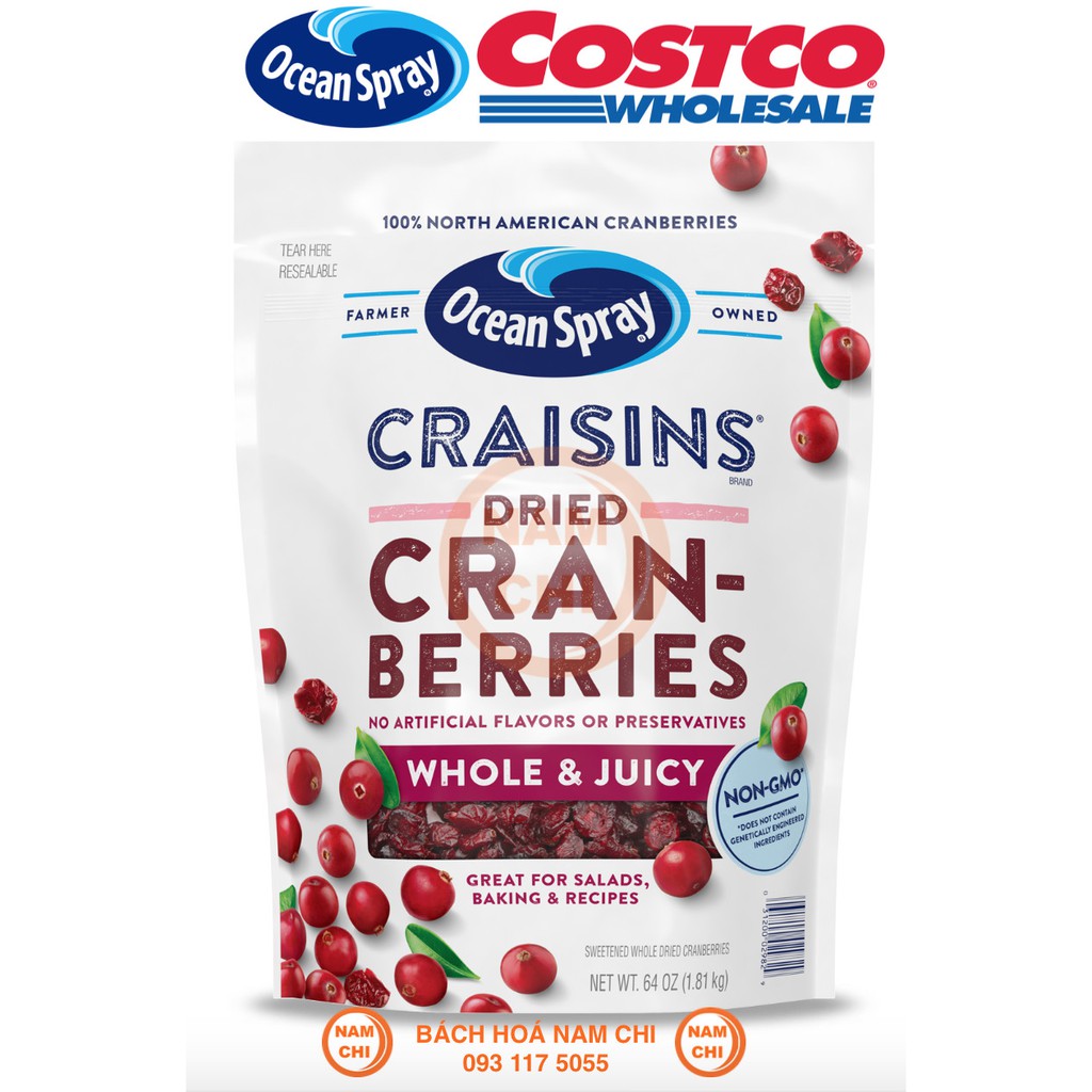 [DATE MỚI] Nam Việt Quất Sấy Khô Ocean Spray Craisins Whole Dried Cranberries (CHUẨN USA)