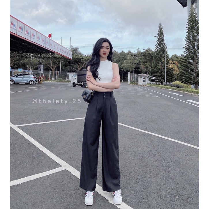 Quần Suông 2 Nút Cotton Lụa - THELETY.25