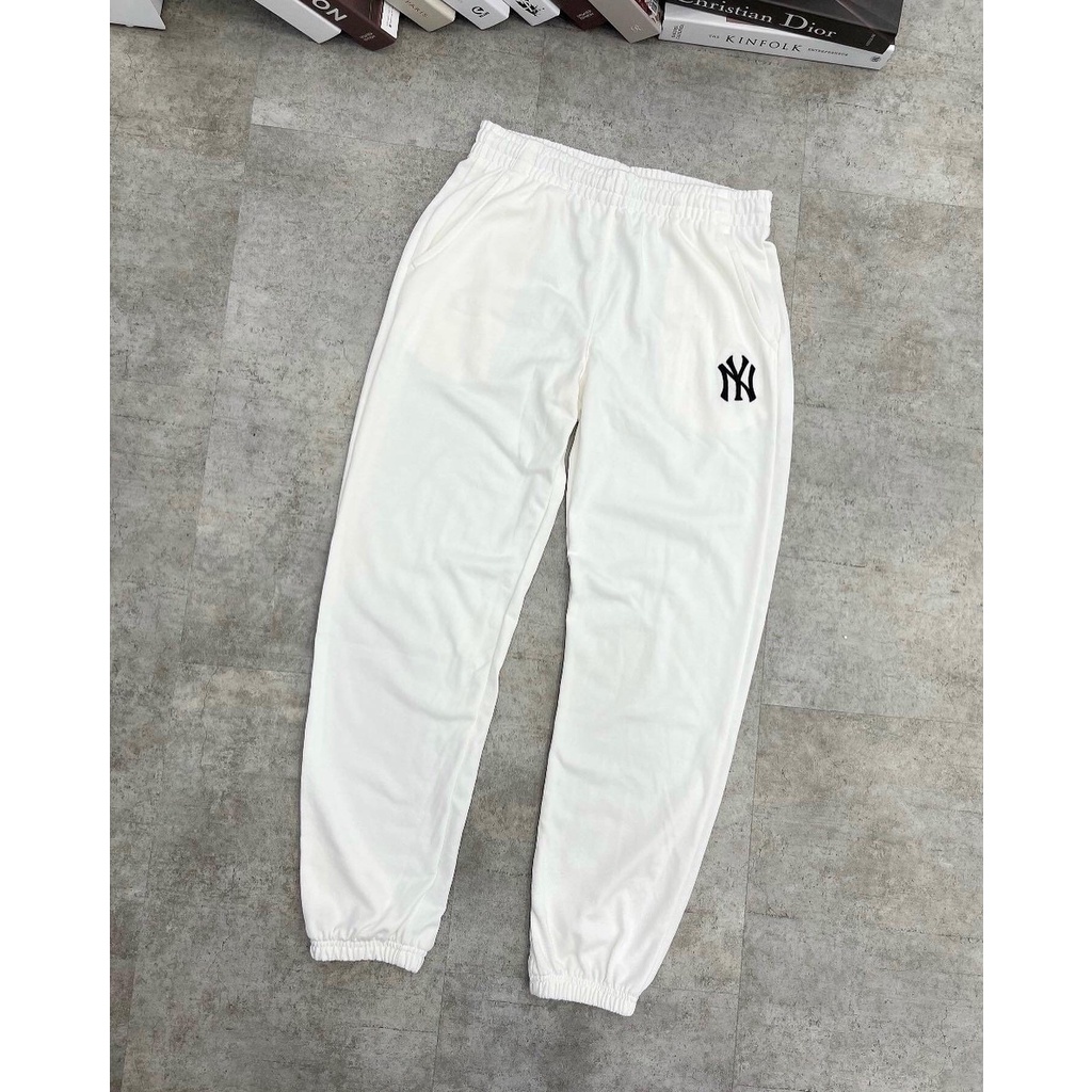 QUẦN NỈ DÀI MLB NY BASIC TRƠN LOGO THÊU VẢI NỈ DA CÁ DÀY DẶN-ỐNG BO JOGGER