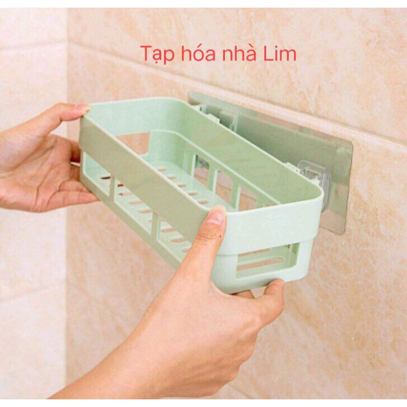 Kệ chữ nhật nhựa dán tường nhà tắm, phòng bếp để đồ đa năng bằng nhựa