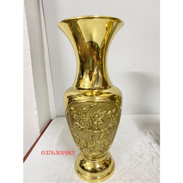 Lục bình ,lọ hoa bằng đồng thau màu vàng ánh kim 20-25cm