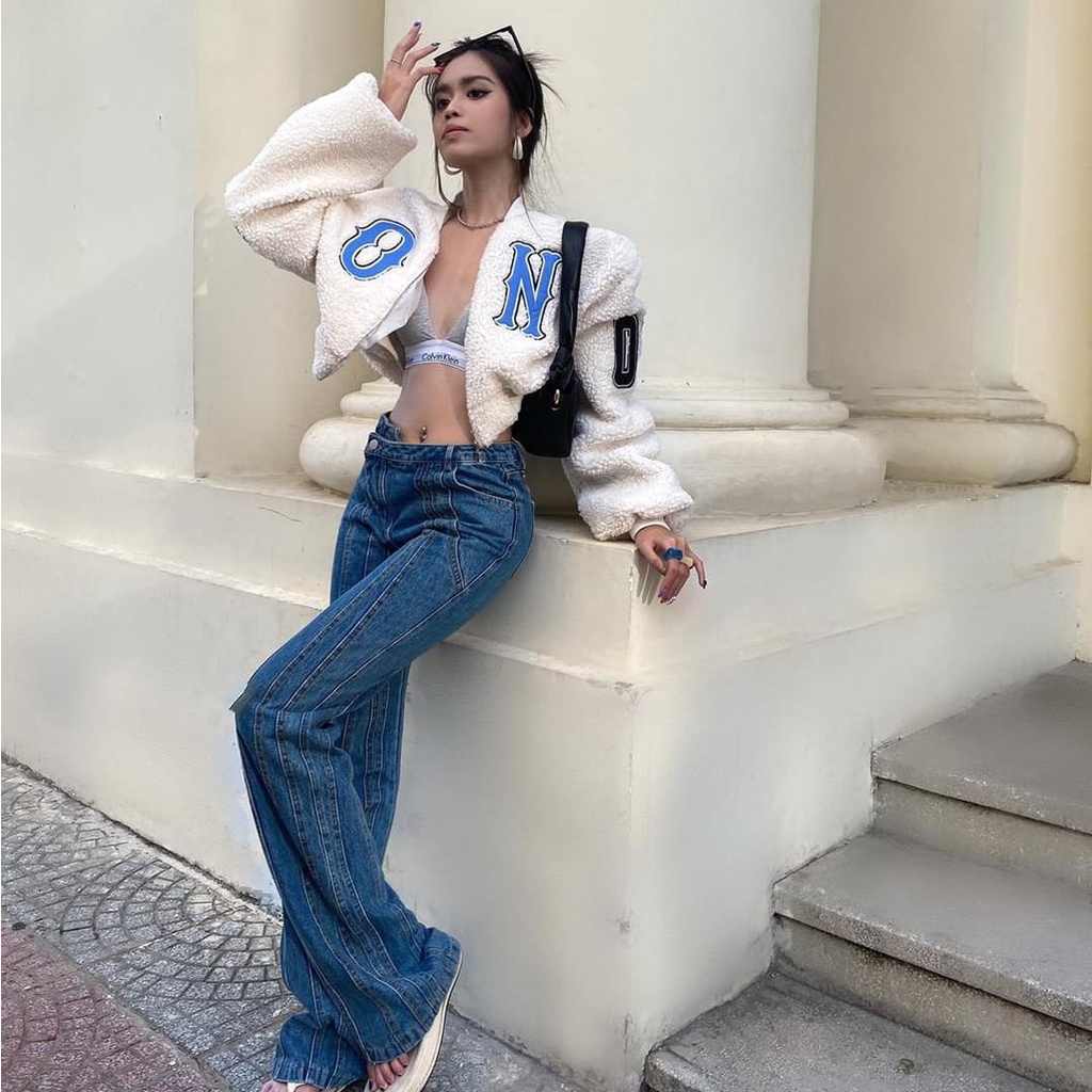 Áo Bomber lửng Fleece Crop Bomber | ONON MADE
