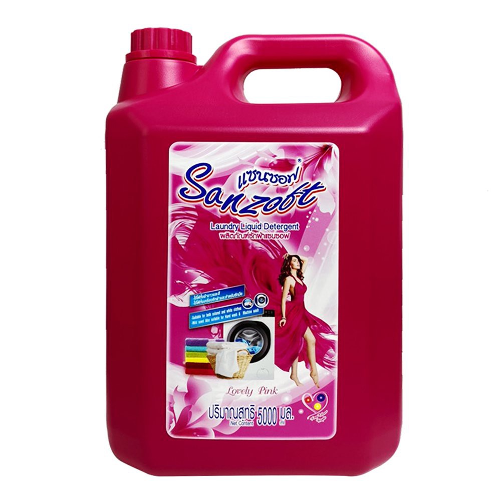 Giặt xả nước hoa Thái Lan SANZOFT hương ngọt ngào Lovely pink 5000ml - can hồng