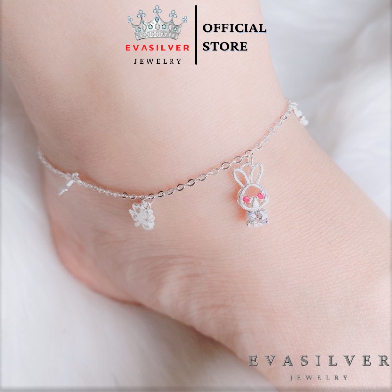 Lắc chân nữ bạc ta mặt hình thỏ cá tính - Trang sức bạc Evasilver