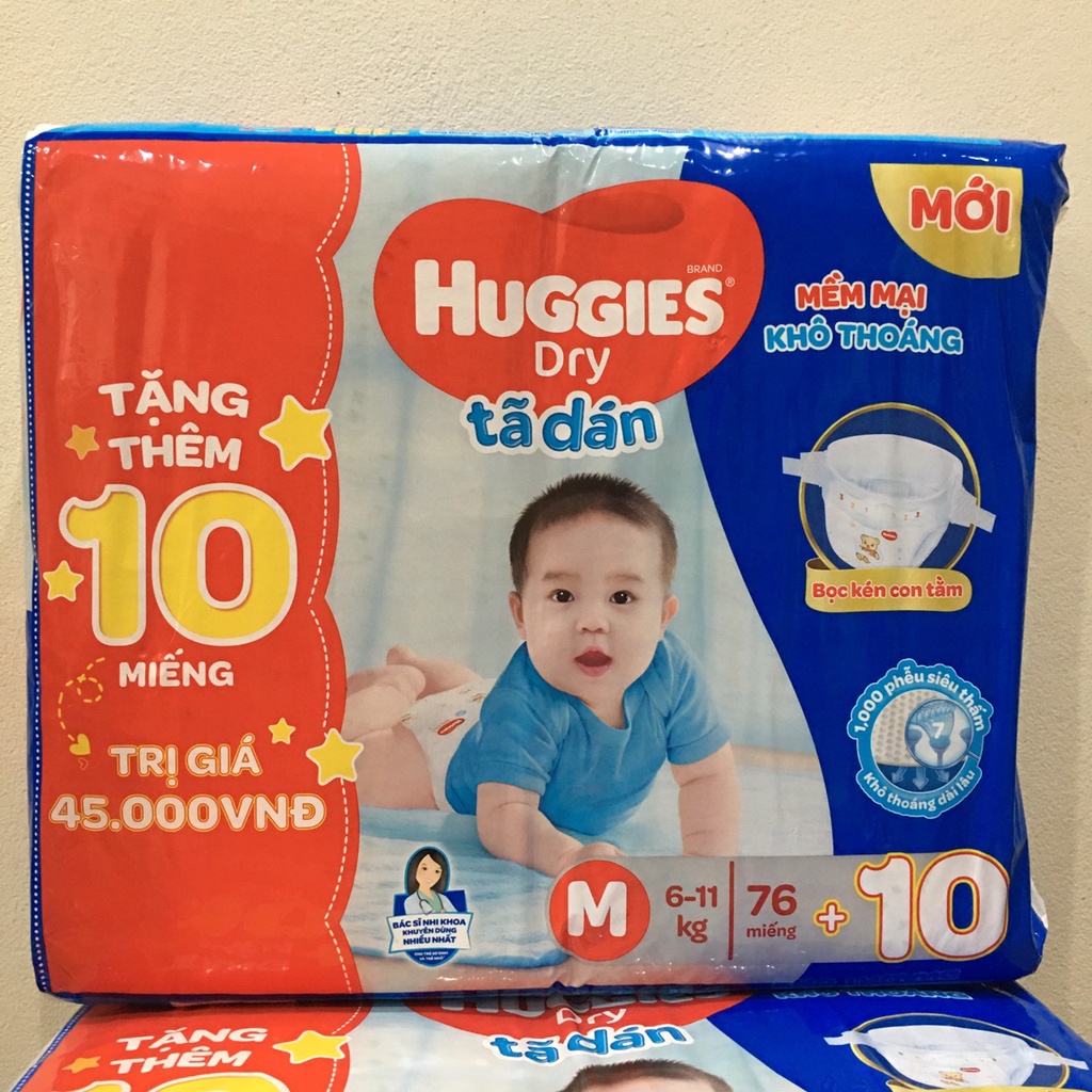 Tã dán Huggies M76, M76+10(cho trẻ từ 6-11kg)