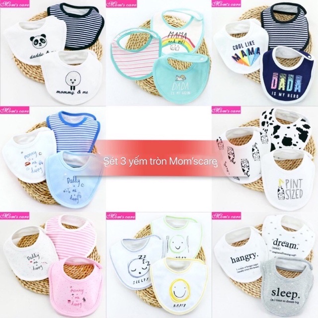 Set 3 Yếm Moncare Tròn Mẫu Mới Nhất