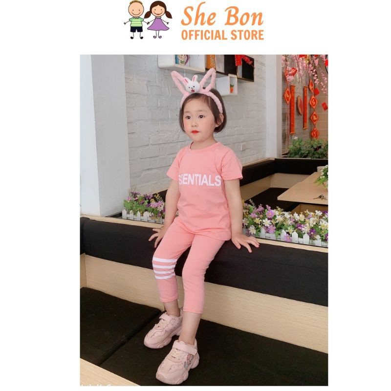 Bộ Cotton Bé Gái Thể Thao Quần Sọc BG2307 - She Bon