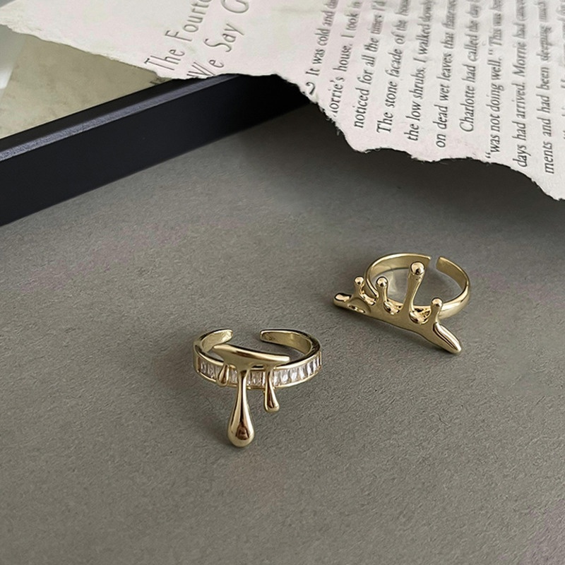 Nhẫn Hở Đính Đá Zircon Phong Cách Harajuku Thời Trang