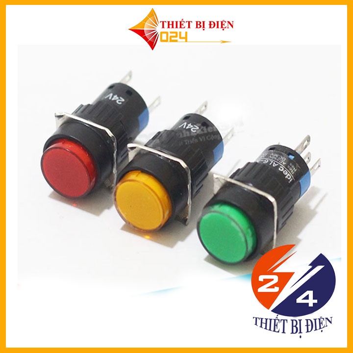 Nút Nhấn Đề 16mm-24VDC AL6- A Nhấn Giữ Có Đèn