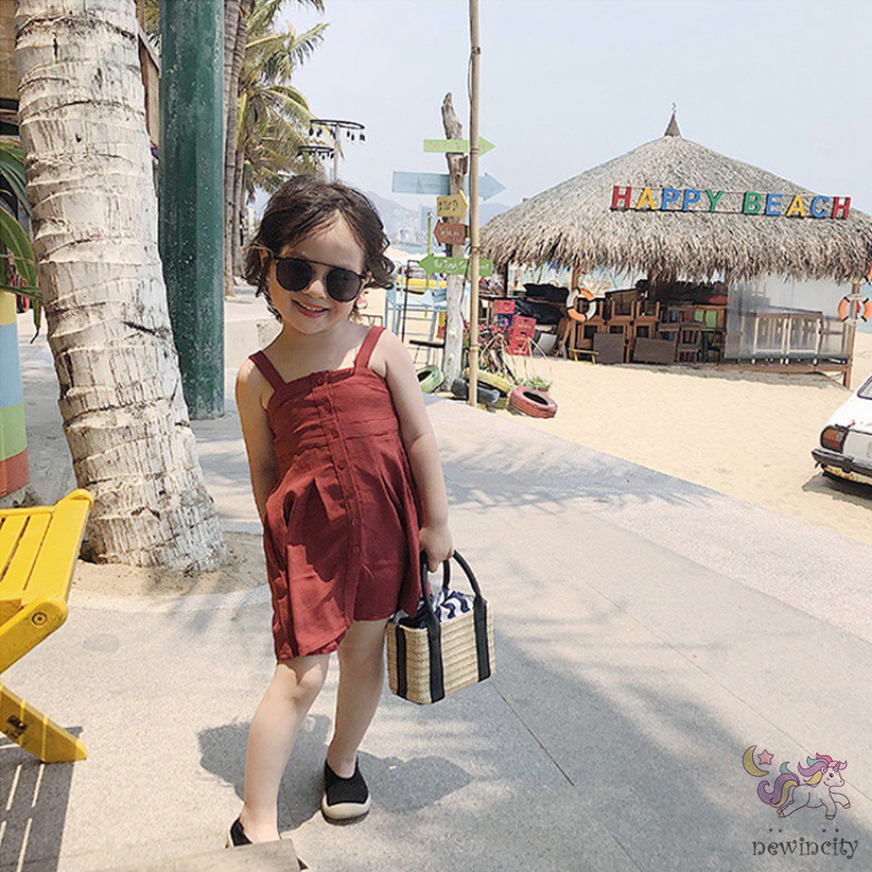 Đầm 2 dây phong cách Hàn Quốc thời trang mùa hè cho bé gái