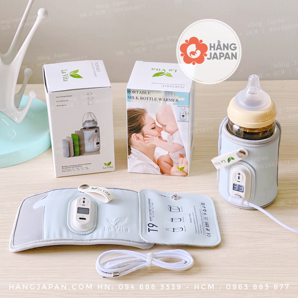 Túi hâm -ủ bình sữa di động thông minh - máy ủ hâm bình sữa sạc bằng USB -LAVITA