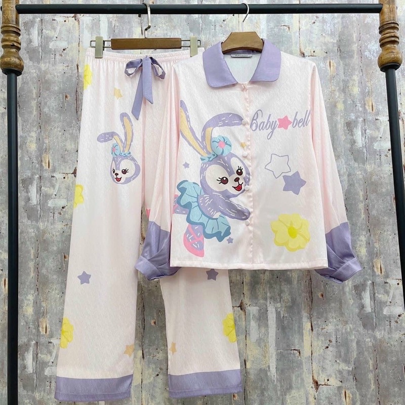 (Dưới 62kg) Đồ bộ pijama LỤA LATIN tay dài quần dài cổ sen tay phồng cực sang cho bạn nữ