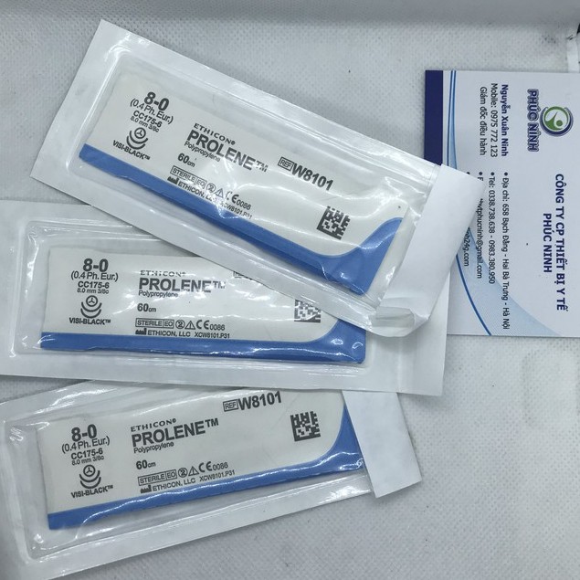 Chỉ phẫu thuật Prolene 8/0 2 kim [Giá 1 sợi]