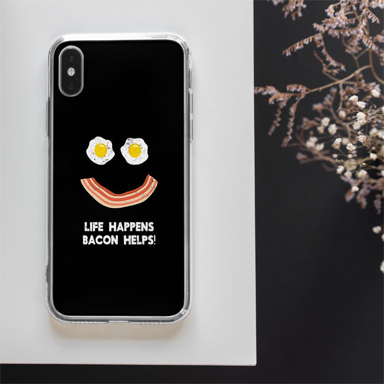 Ốp Lưng mặt cười life happens bacon helps cho Iphone 5 6 7 8 Plus 11 12 Pro Max X Xr NTN20210055