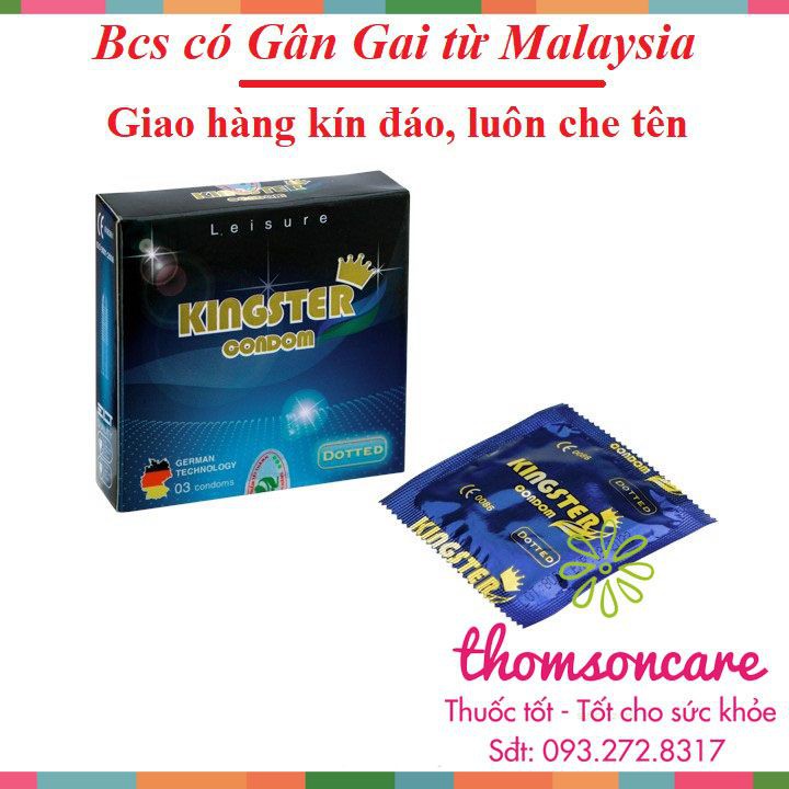 Bao cao su Kingster - Hộp 3 chiếc - Nhập khẩu từ Malaysia - Giao hàng kín đáo, luôn che tên