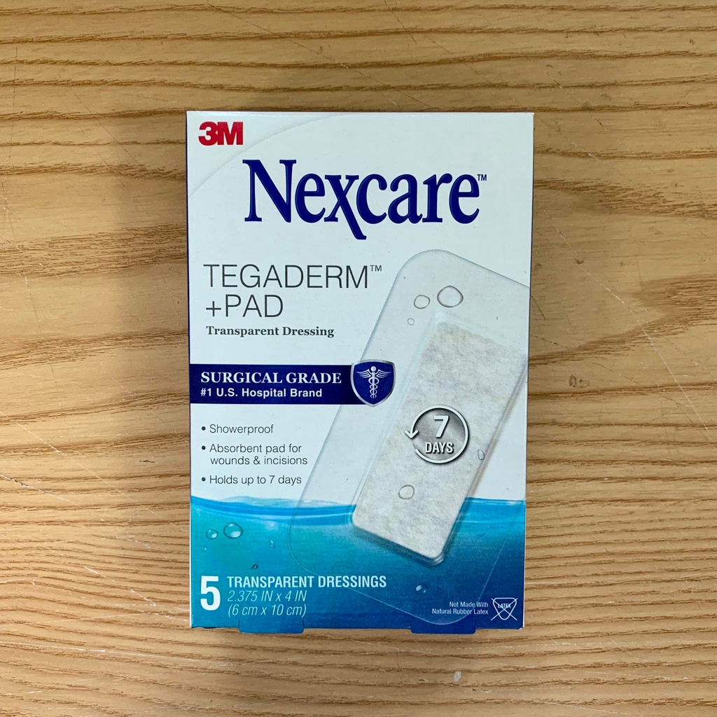 Hộp 5 miếng băng dán y tế có gạc vô trùng 3M Nexcare Tegaderm H3584 , sản xuất tại Mỹ