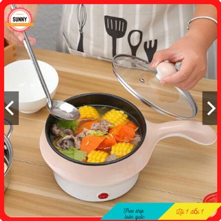 Nồi lẩu mini chống dính kèm xửng hấp size 18cm.