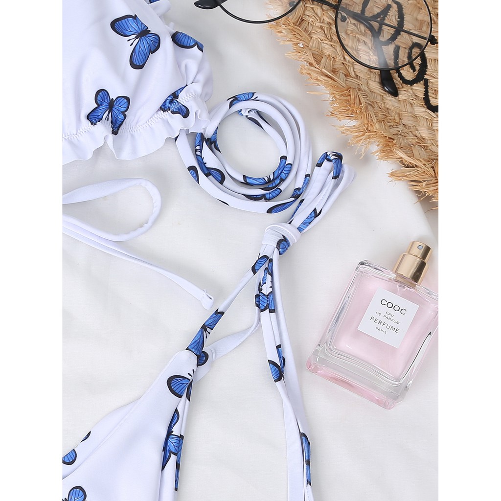 Bộ Bikini Họa Tiết Bướm Màu Xanh Dương | BigBuy360 - bigbuy360.vn