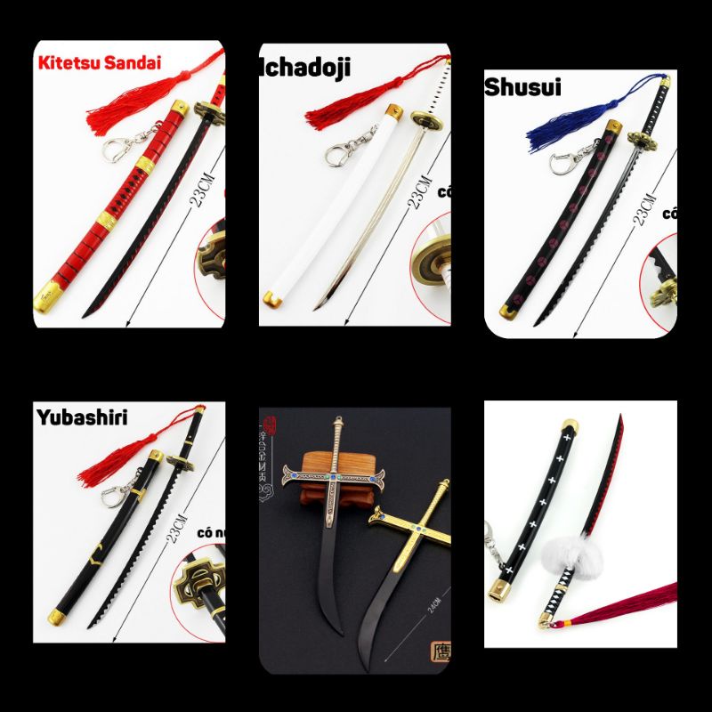 Mô hình móc khóa trưng bày tặng kệ Katana Kiếm của Zoro trong One Piece