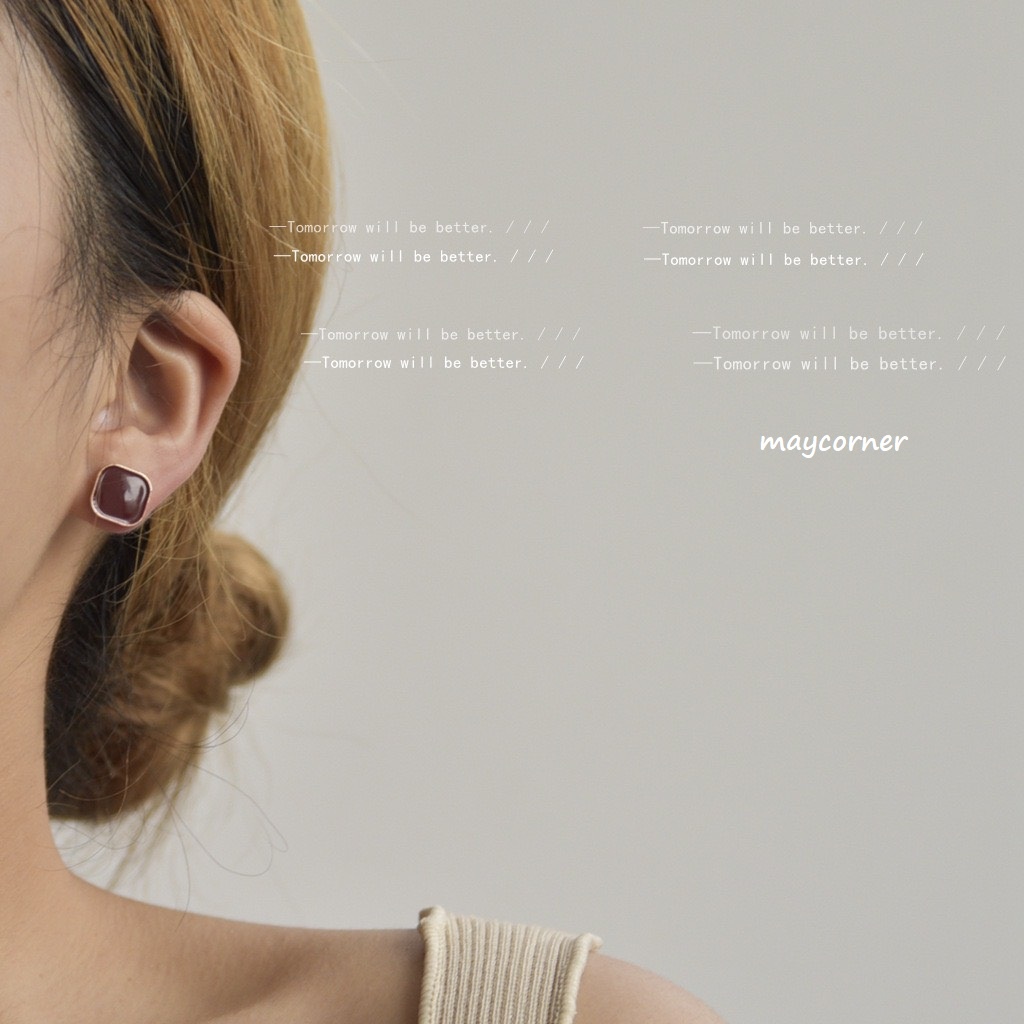 Khuyên tai hình học chốt mạ 925 cao cấp