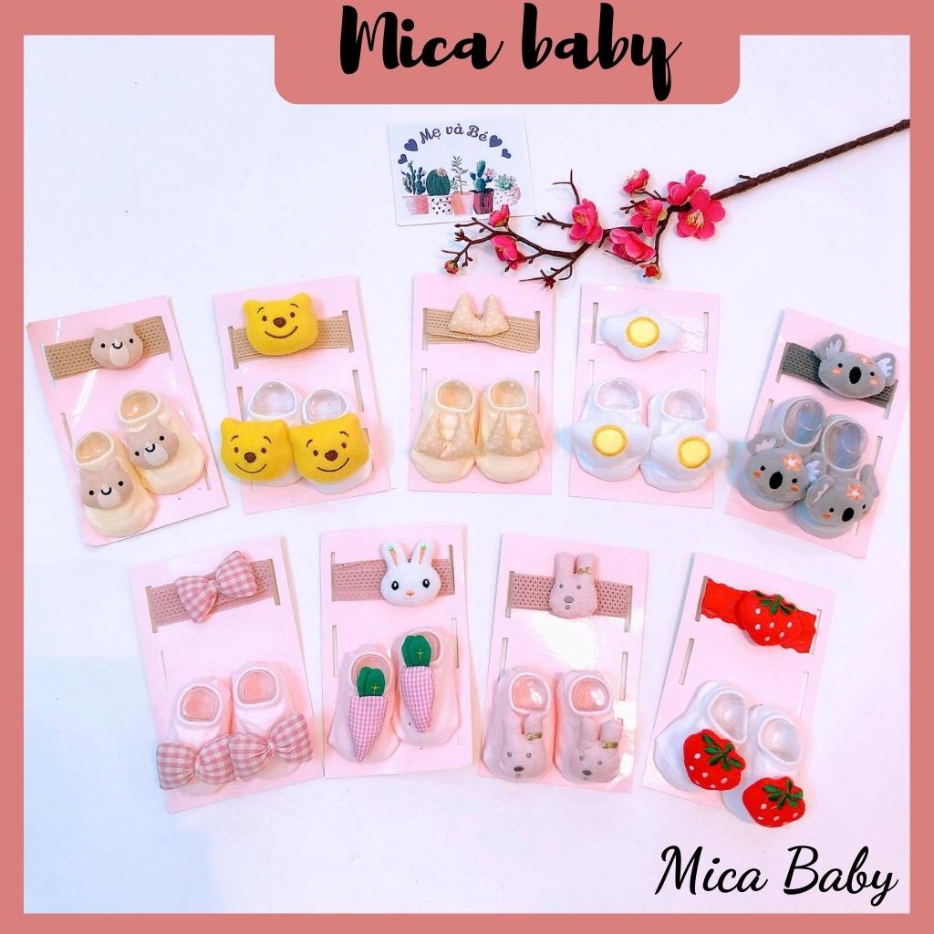 Set tất kèm băng đô hình thú cho bé từ 0-1 tuổi Mica baby