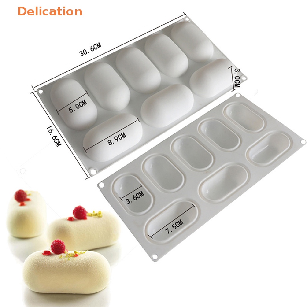 Khuôn Silicone Làm Bánh 8 Ngăn Hình Oval Tiện Dụng