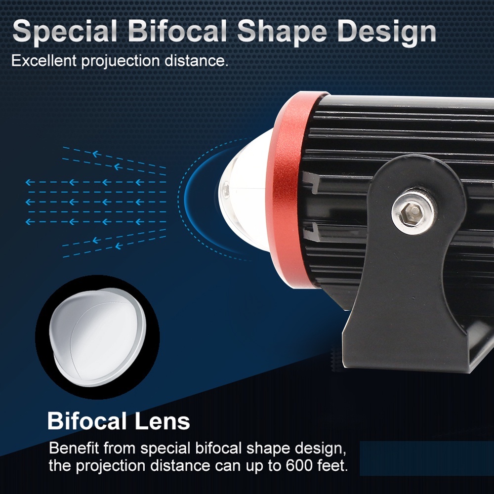 1 bộ Đèn pha LED xe máy Chiếu kính mắt cá Màu trắng đèn LED màu vàng Đèn pha xe máy