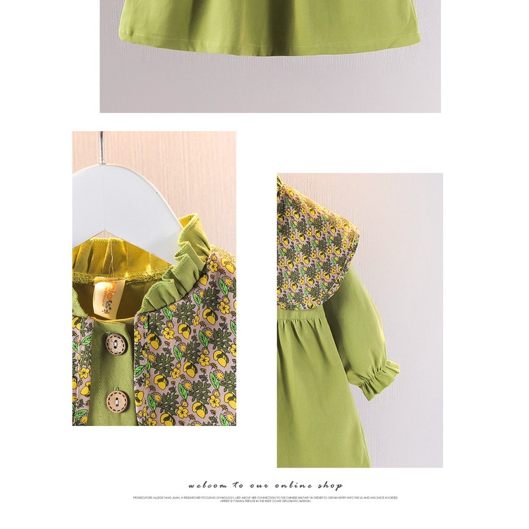 Đầm cho bé gái SMUMKIDS, Dán chữ A vải cotton, váy bé gái từ 1 tuổi