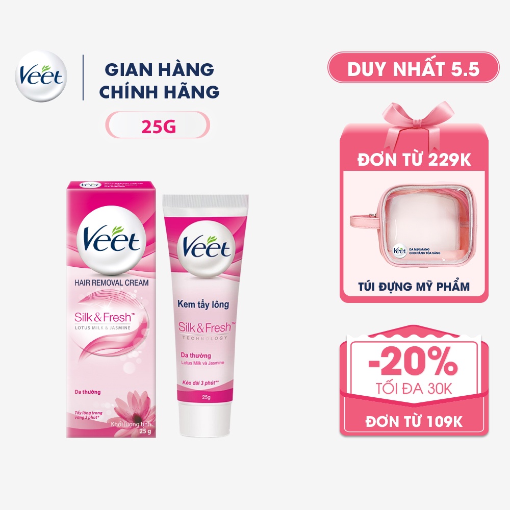 [Mã FMCGVEET51 giảm 8% đơn 150k] Kem Tẩy Lông Cho Da Thường Veet Silk Fresh 25G